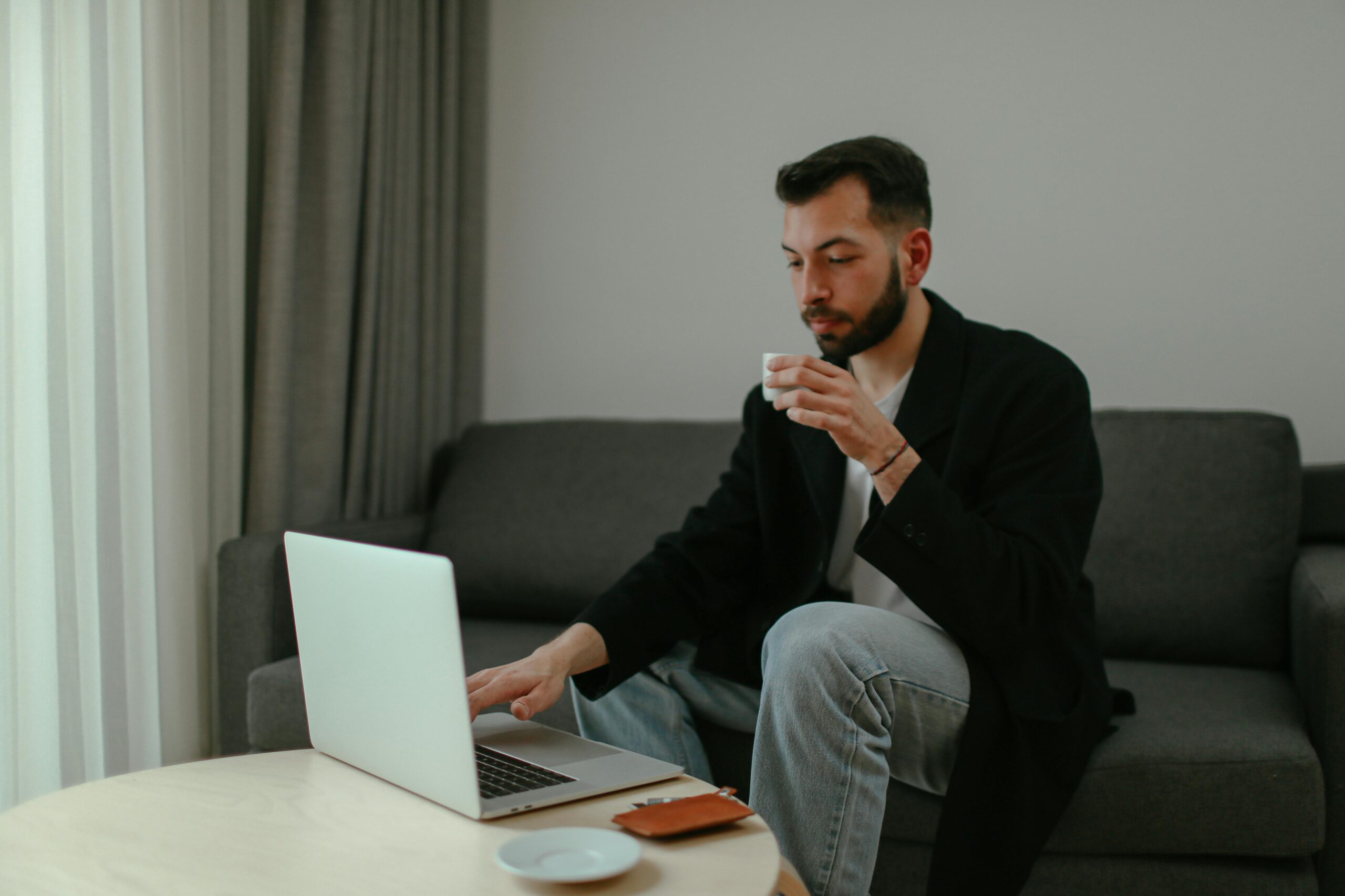 man working at laptop