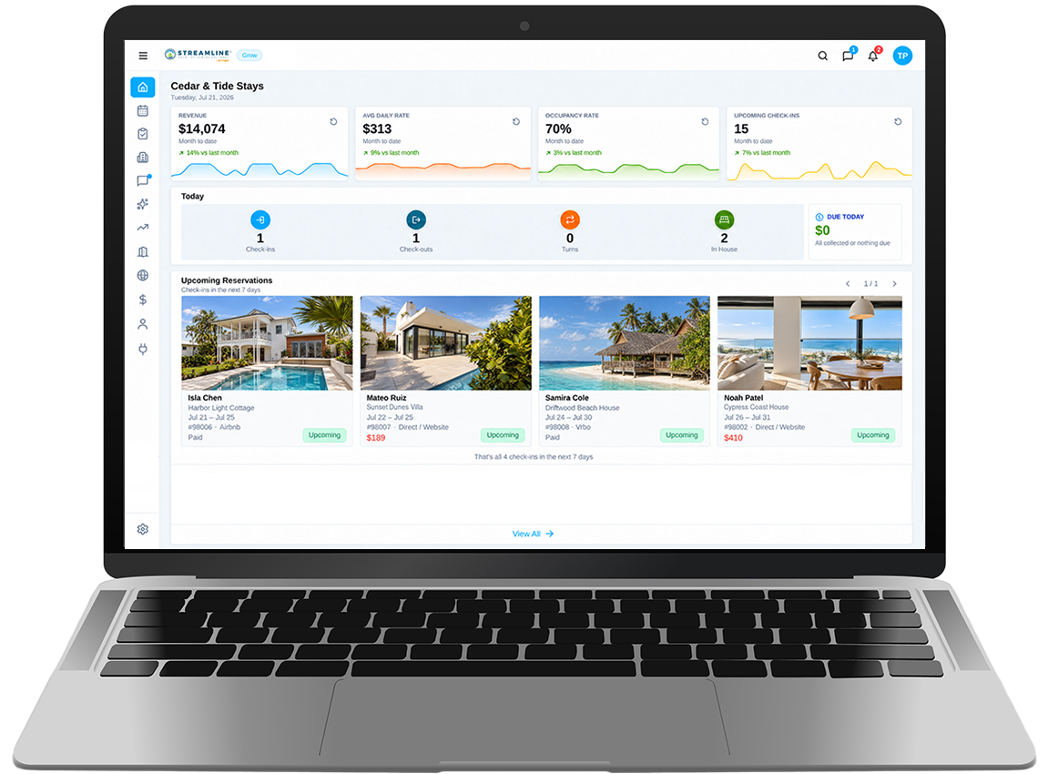 Laptop showing Streamline Grow page